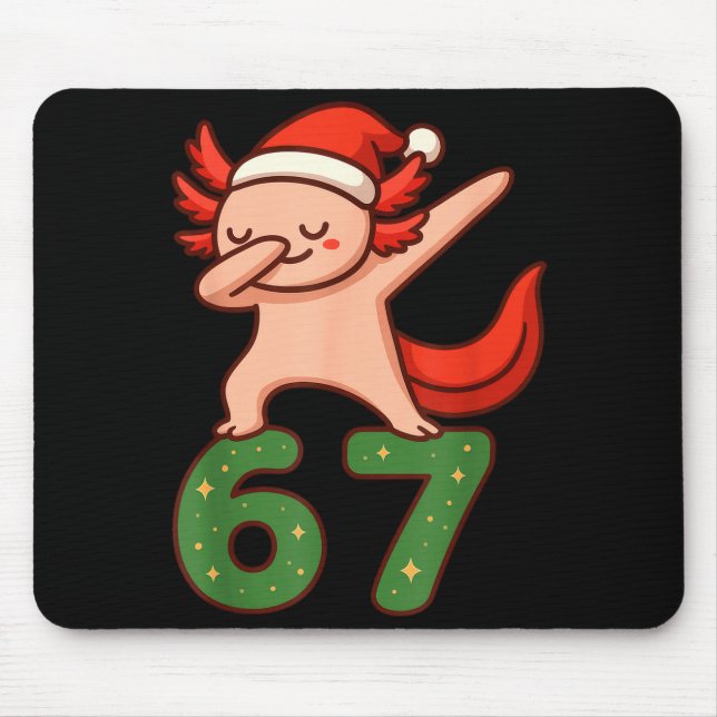 Mousepad Christmas Axolotl Dabbing 67 Meme Six Seven Funny  (Frente)