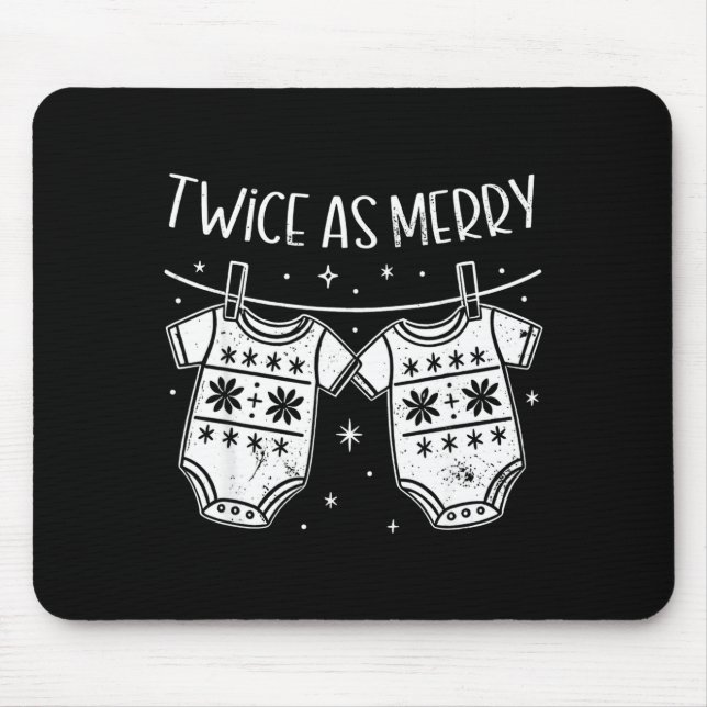 Mousepad Christmas Baby Twin Mom Xmas Twin Pregnancy Reveal (Frente)