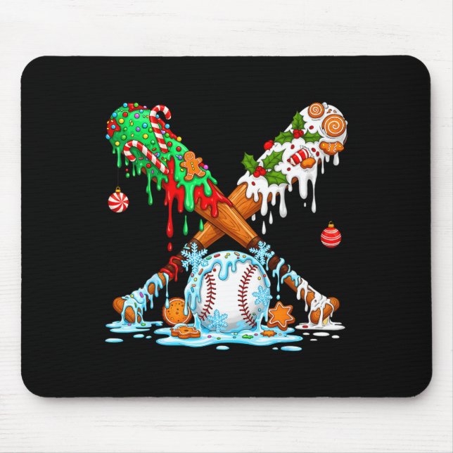 Mousepad Christmas Baseball Ice Cream Drip Candy Game Day B (Frente)