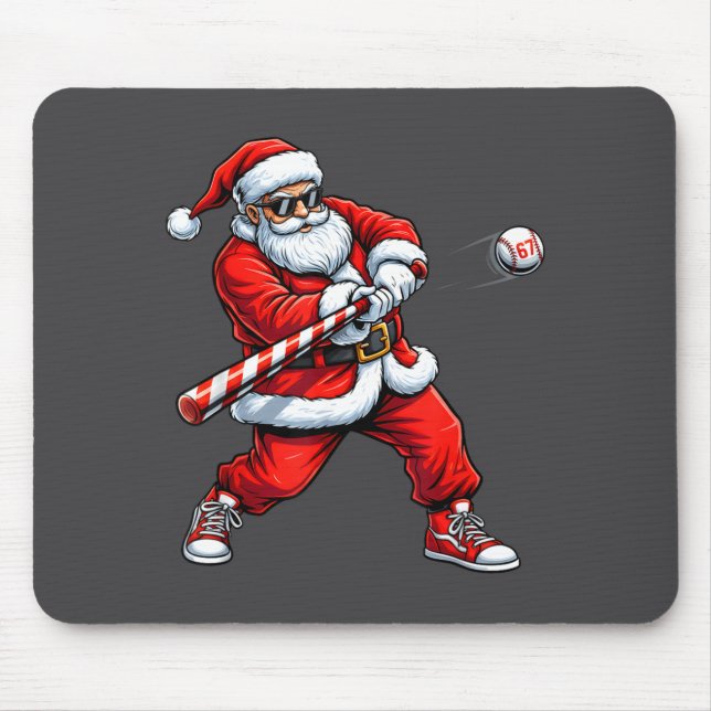 Mousepad Christmas Baseball Player Santa Funny Xmas Boys Me (Frente)