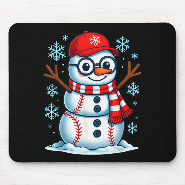 Mousepad Christmas Baseball Snowman Xmas Pajamas Women Men  (Frente)