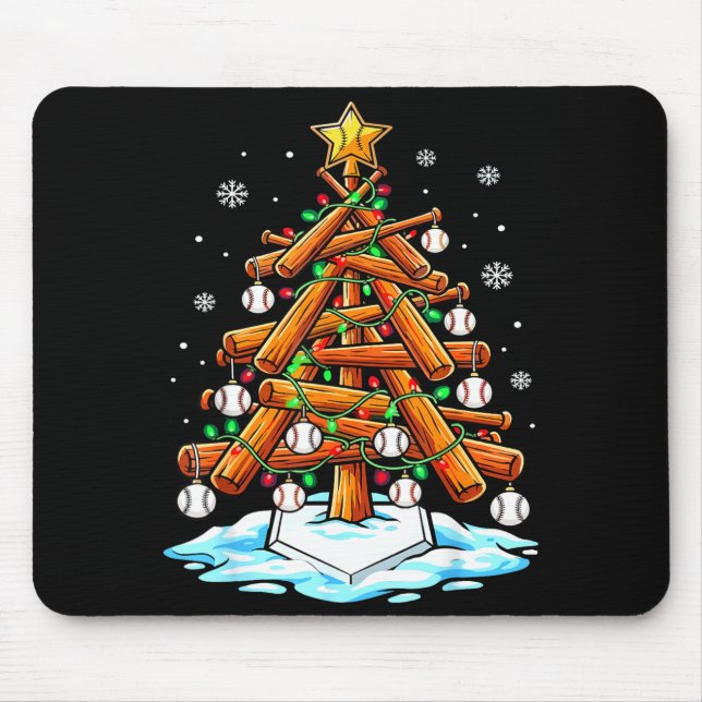Mousepad Christmas Baseball Tree Lights Xmas  (Frente)