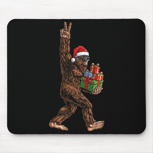 Mousepad Christmas Bigfoot Santa Hat Funny Sasquatch Big Fo (Frente)