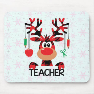 Mousepad Christmas Buffalo Plaid Teacher