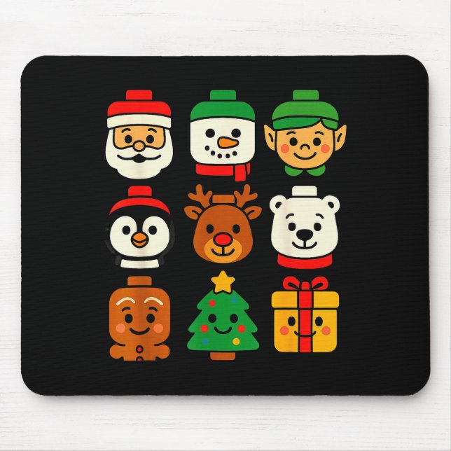 Mousepad Christmas Building Brick Santa Elf Snowman Xmas Bo (Frente)