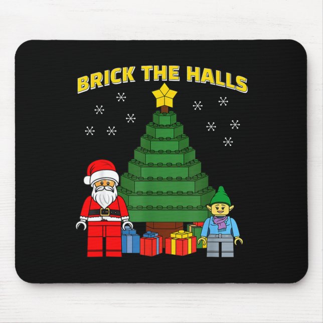 Mousepad Christmas Building Bricks Brick The Halls Block Bu (Frente)