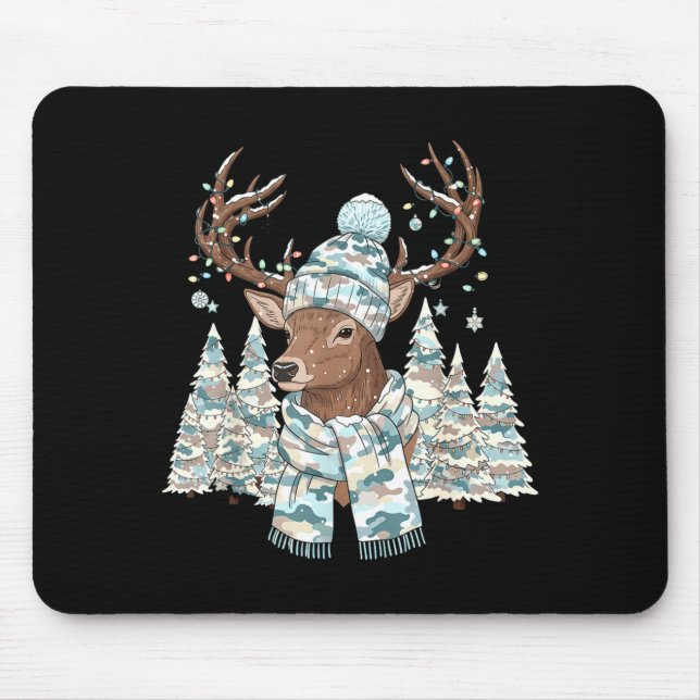 Mousepad Christmas Camo Hunting Reindeer Pajamas With Deer  (Frente)