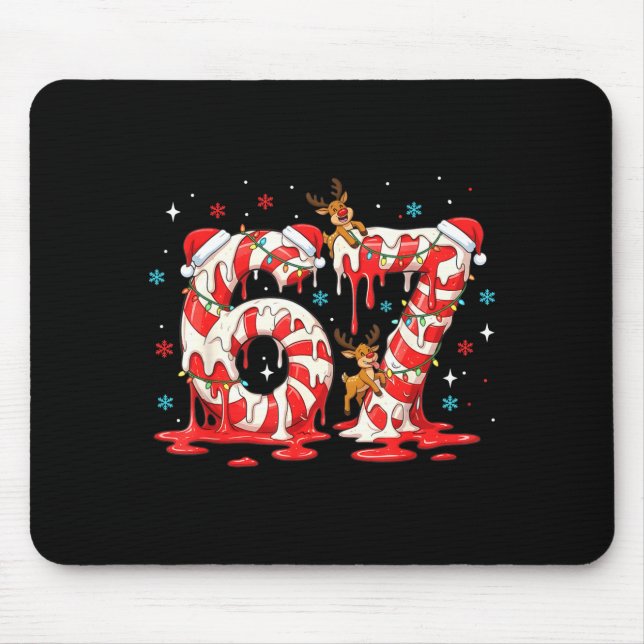 Mousepad Christmas Candy Cane 67 Meme Six Seven Funny Boys  (Frente)