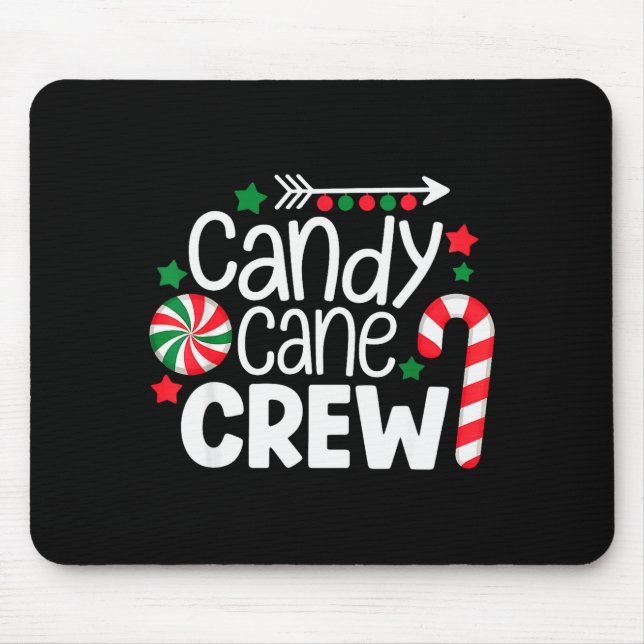 Mousepad Christmas Candy Cane Crew Shirt Women Girls Boys K (Frente)