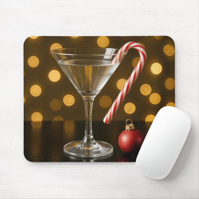 Mousepad Christmas Candy Cane On a Martini Glass (Com mouse)