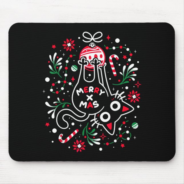 Mousepad Christmas Cat Butt Merry Xmas  (Frente)