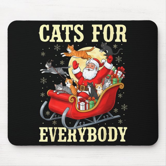 Mousepad Christmas Cats For Everybody Santa Lover Holiday  (Frente)
