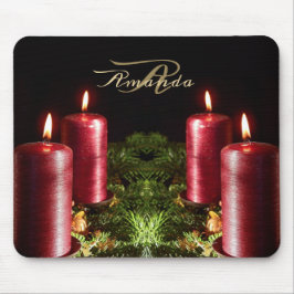 Mousepad Christmas Celebration Red Candles Winter Holidays