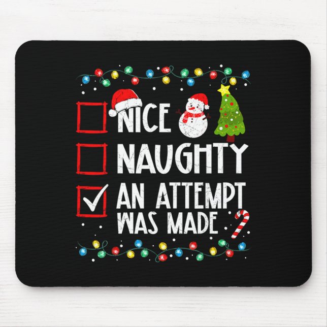 Mousepad Christmas Checklist Naughty Nice An Attempt Was Ma (Frente)