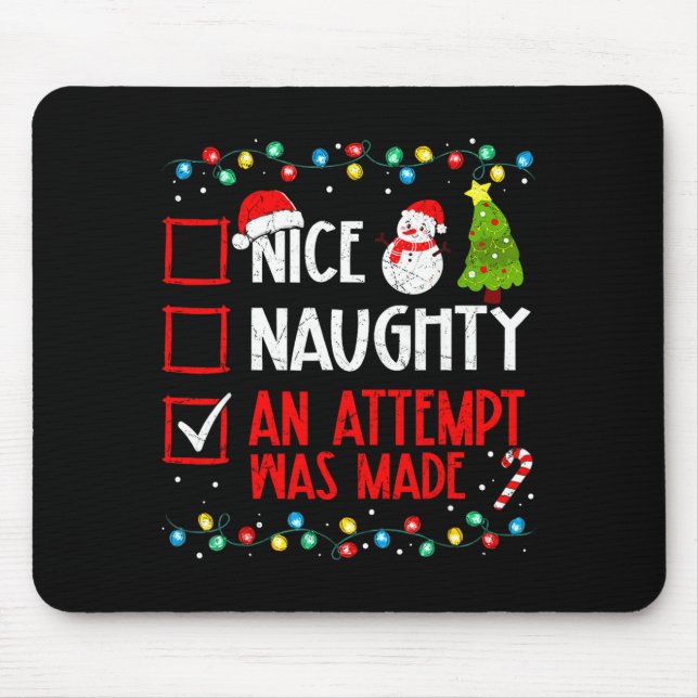 Mousepad Christmas Checklist Naughty Nice An Attempt Was Ma (Frente)
