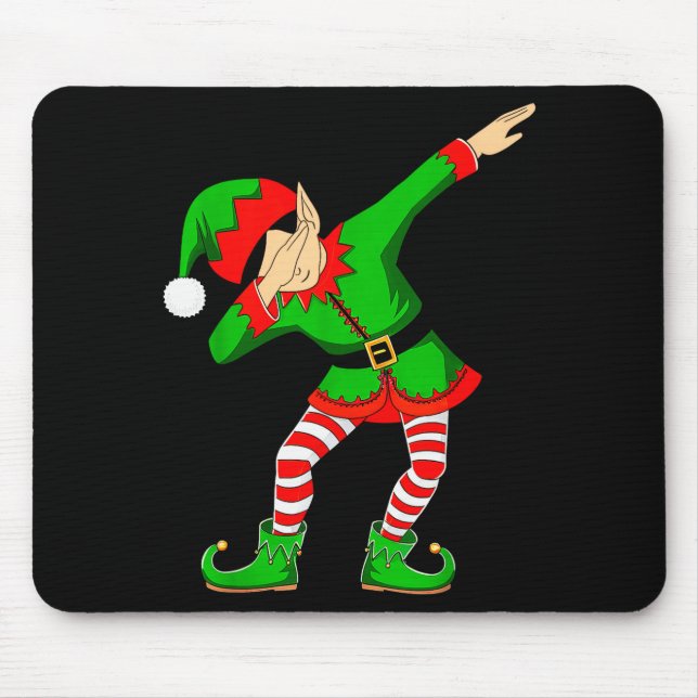 Mousepad Christmas Dabbing Elf Santa Hat Boys Girls Kids Xm (Frente)