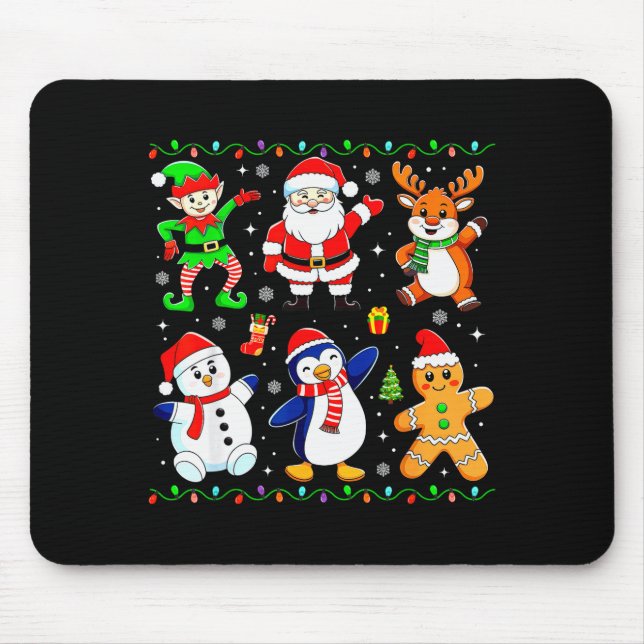 Mousepad Christmas Dabbing Santa Elf Friends Boys Girls Men (Frente)