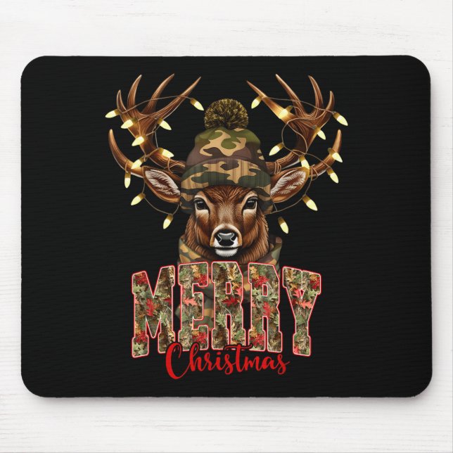 Mousepad Christmas Deer Camouflage Hunting Camo Reindeer &a (Frente)