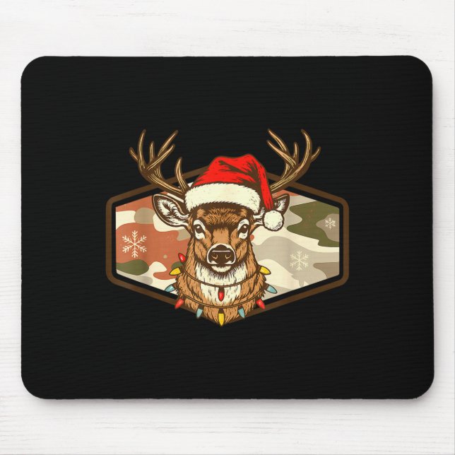 Mousepad Christmas Deer Hunting Old School Camo, Xmas Hunti (Frente)