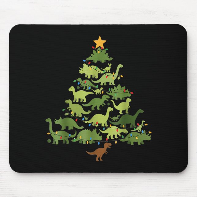 Mousepad Christmas Dinosaur Tree Rex Pajamas Men Boys Kids  (Frente)