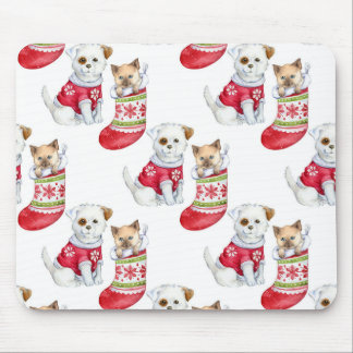 Mousepad Christmas Dog & Cat