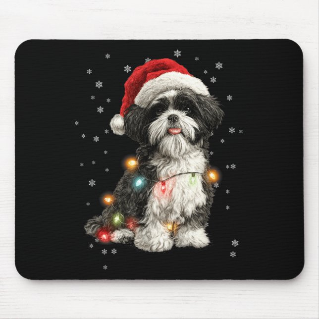 Mousepad Christmas Dog Shih Tzu Santa Xmas Women Men Kids  (Frente)