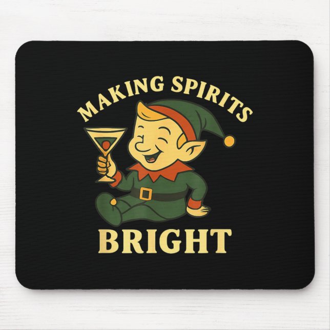 Mousepad Christmas Elf Martini Funny Alcohol Saying Srits B (Frente)