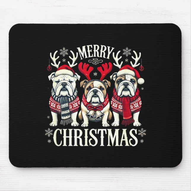 Mousepad Christmas English Bulldog Mom English Bulldog Chri (Frente)