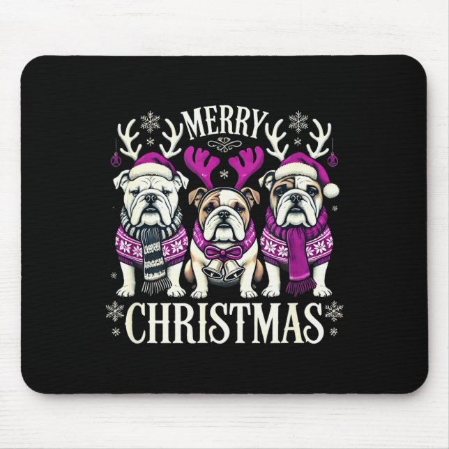 Mousepad Christmas English Bulldog Mom English Bulldog Chri (Frente)
