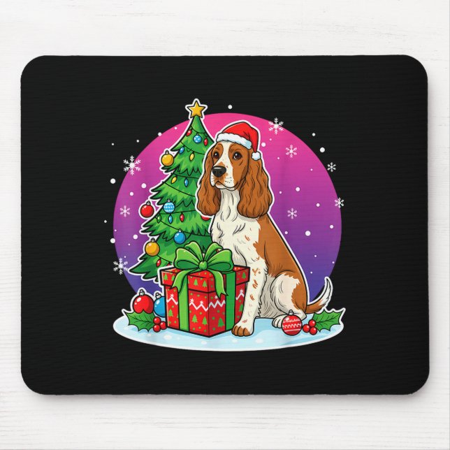 Mousepad Christmas Er Spaniel Santa Hat Xmas Men Women  (Frente)