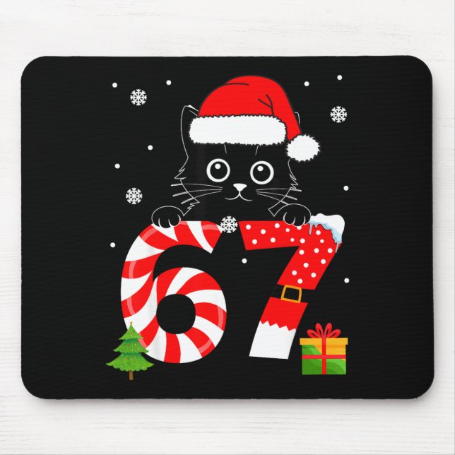 Mousepad Christmas Family Black Cat 67 Six Seven Santa Men  (Frente)