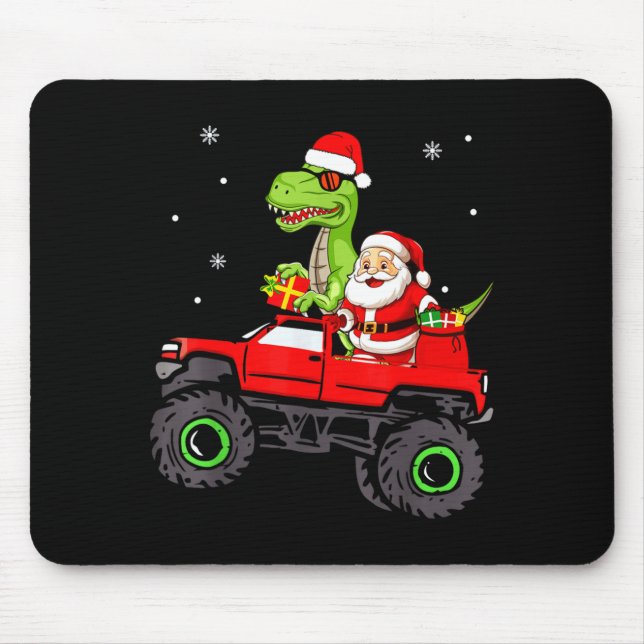 Mousepad Christmas Family Matching Santa Truck Dinosaur Boy (Frente)