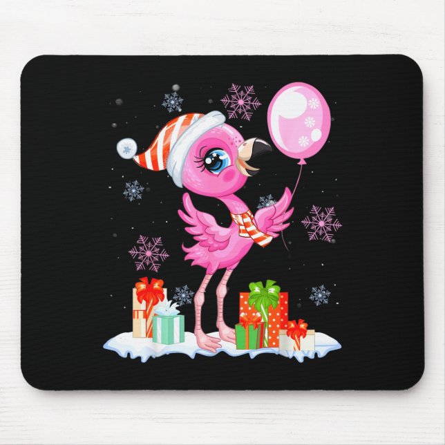 Mousepad Christmas Flamingo Pajama Matching Santa Hat Xmas  (Frente)