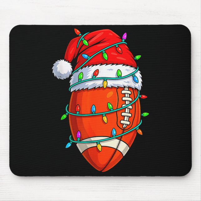 Mousepad Christmas Football Player Santa Hat Xmas Lights Fu (Frente)
