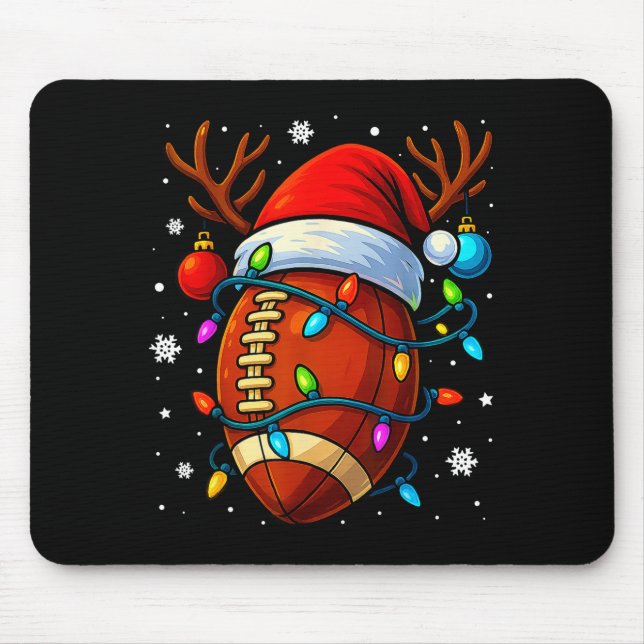 Mousepad Christmas Football Santa Hat Lights Xmas Pajamas M (Frente)