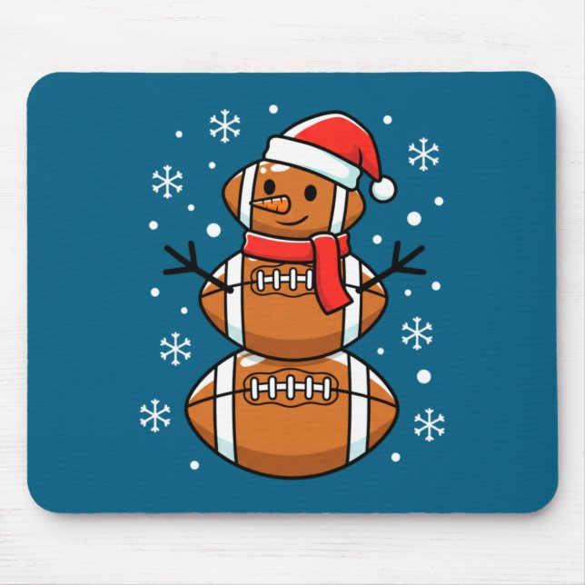 Mousepad Christmas Football Snowman Santa Hat Funny Xmas Fo (Frente)