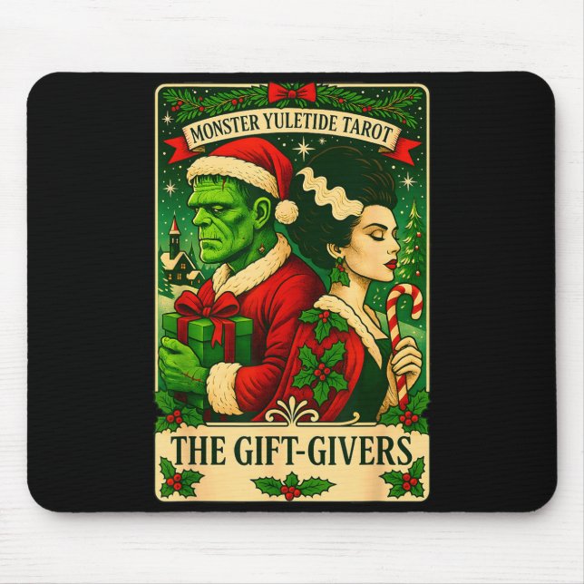 Mousepad Christmas Frankenstein And Bride The Lovers Tarot  (Frente)