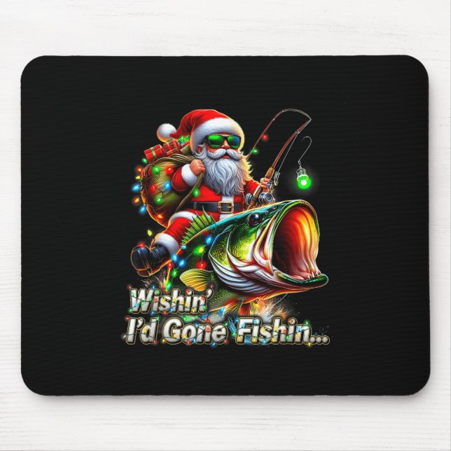 Mousepad Christmas Funny Fish Santa Fishing Merry Fishmas  (Frente)