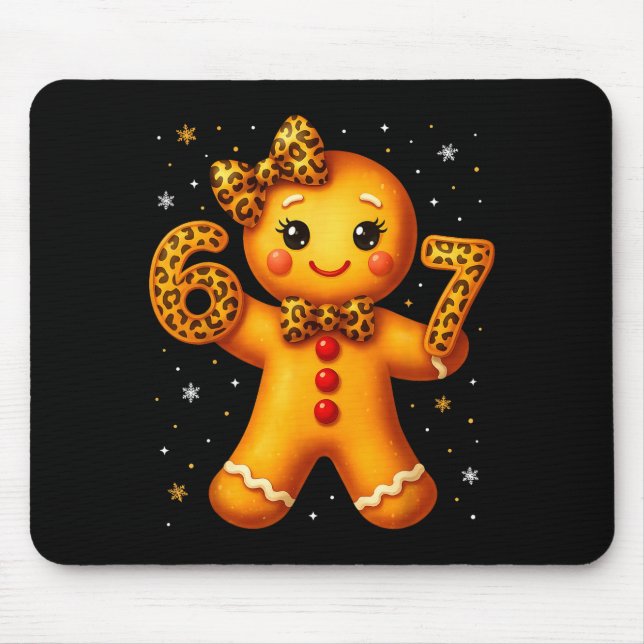Mousepad Christmas Funny Gingerbread Six Seven 67 Leopard B (Frente)