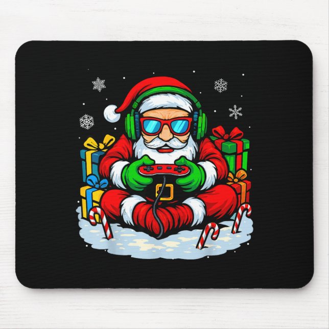 Mousepad Christmas Gamer Boys Video Game Xmas Funny Santa G (Frente)