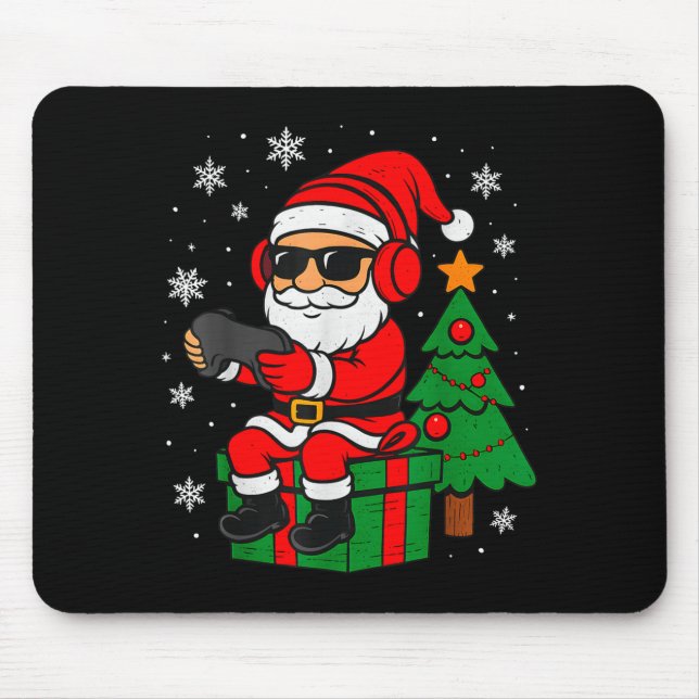 Mousepad Christmas Gamer Retro Santa Funny Xmas Gaming Men  (Frente)