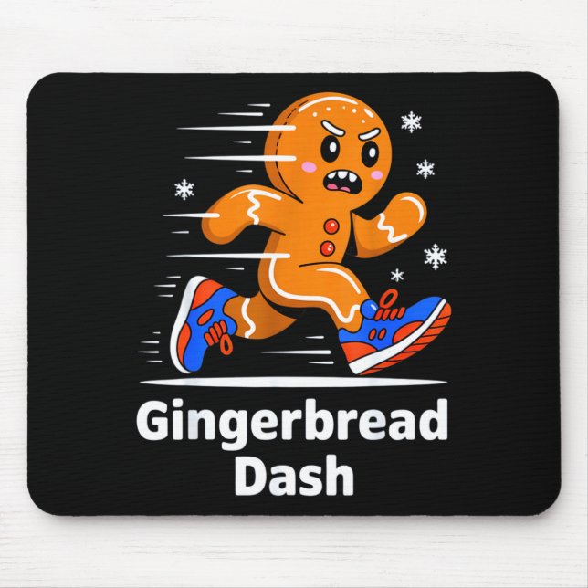 Mousepad Christmas Gingerbread Dash Running Runner Xmas Mar (Frente)