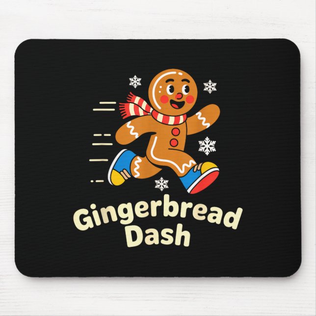 Mousepad Christmas Gingerbread Dash Running Runner Xmas Mar (Frente)