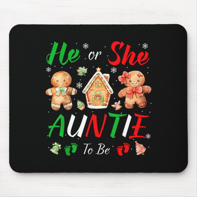 Mousepad Christmas Gingerbread Gender Reveal He Or She Aunt (Frente)