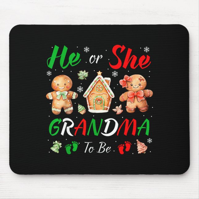 Mousepad Christmas Gingerbread Gender Reveal He Or She Gran (Frente)
