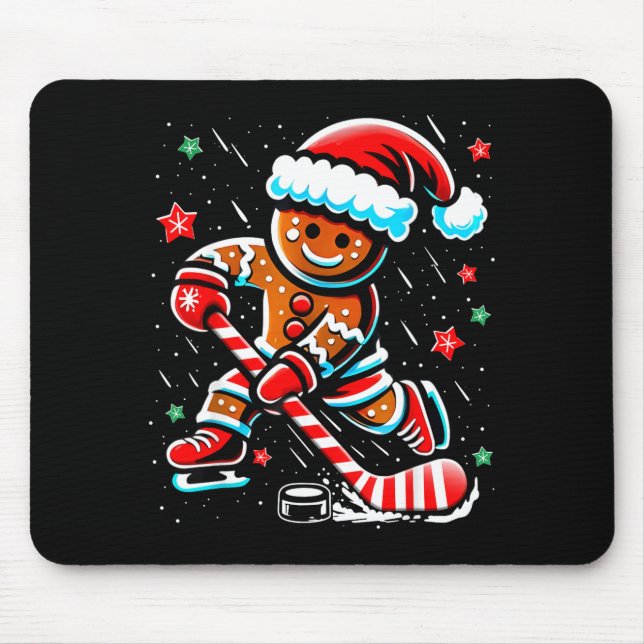 Mousepad Christmas Gingerbread Ice Hockey Srts Funny Xmas P (Frente)