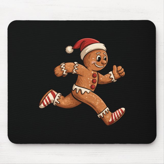 Mousepad Christmas Gingerbread Running Funny Runners Pajama (Frente)
