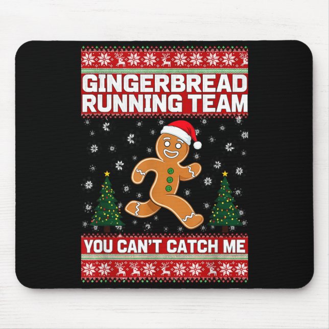 Mousepad Christmas Gingerbread Running Team Funny Xmas Tee  (Frente)