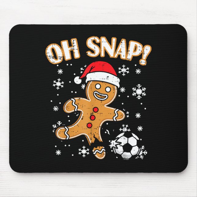 Mousepad Christmas Gingerbread Soccer Oh Snap Funny Xmas Bo (Frente)
