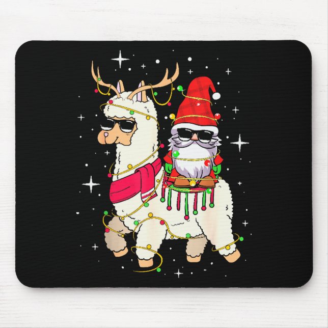 Mousepad Christmas Gnome On Llama, Cute Alpaca Chanukah Chr (Frente)